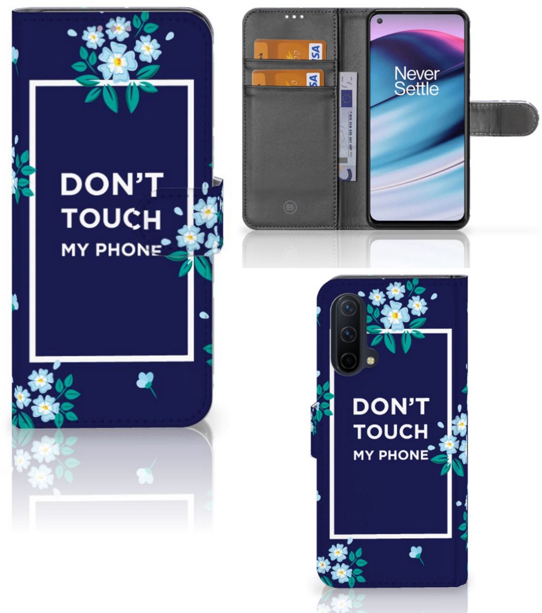 OnePlus Nord CE 5G Portemonnee Hoesje Flowers Blue DTMP