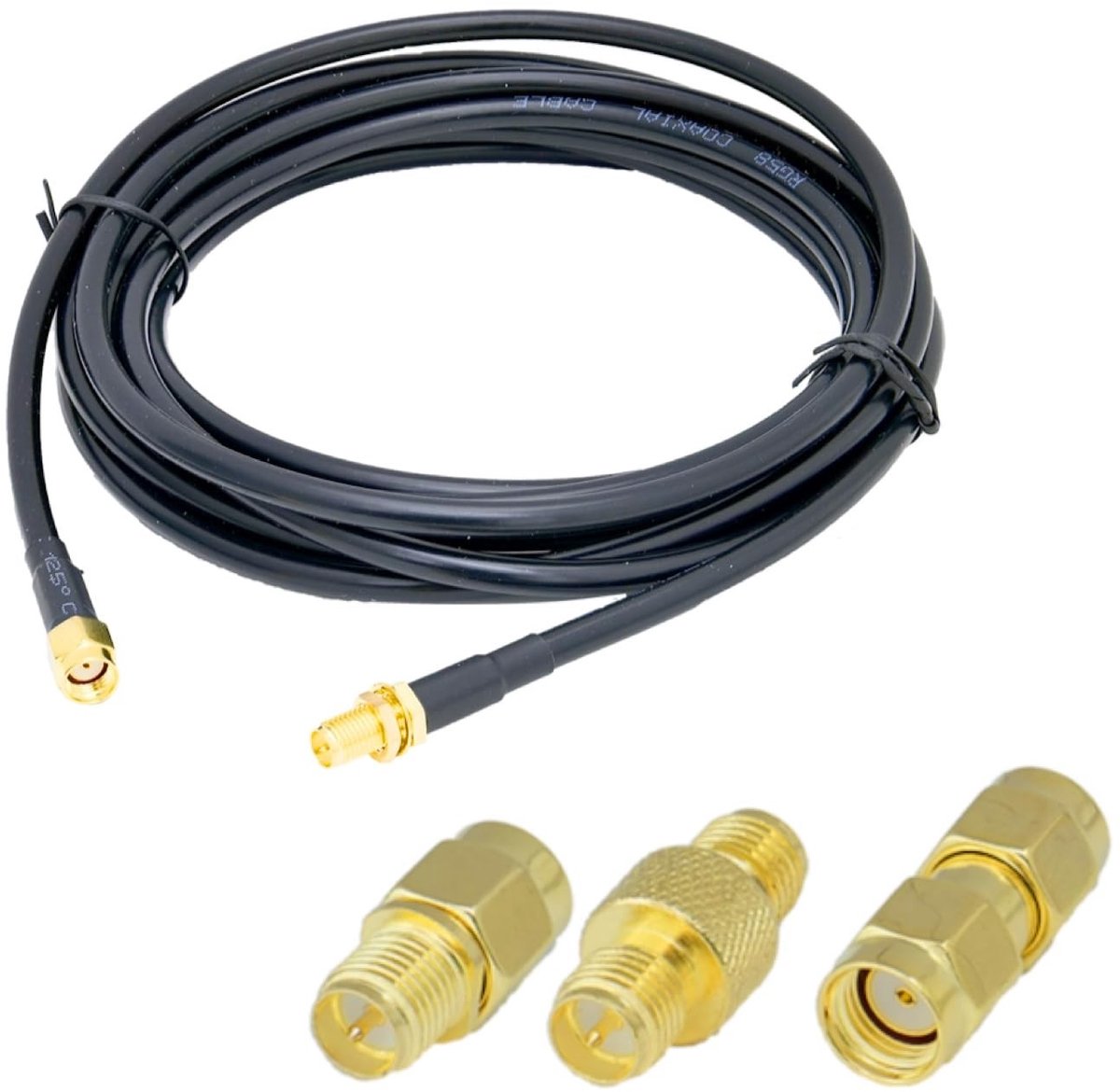 Cosensi - Coaxial Kabel - Wifi Antenne Verlengkabel - 3 Meter - Laagverlies - RP-SMA Adapter Kit - Geschikt voor Router en IP Camera