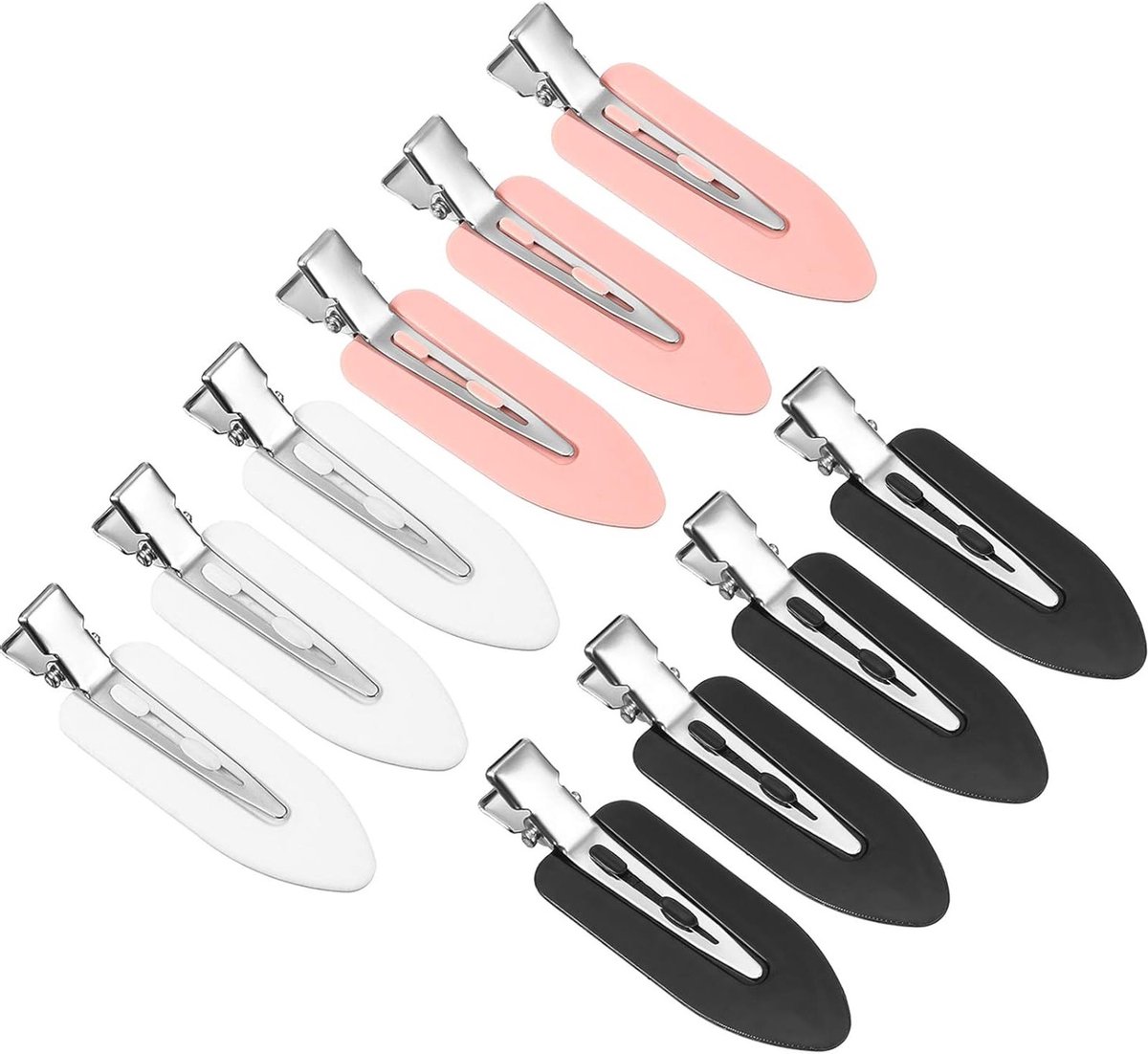 Set van 10 Vouwloze Haarclips voor Krullen en Make-up Toepassingen - Ideaal voor Bangs en Vinger Golven - Haaraccessoires voor Vrouwen en Meisjes (Zwart, Wit, Roze)