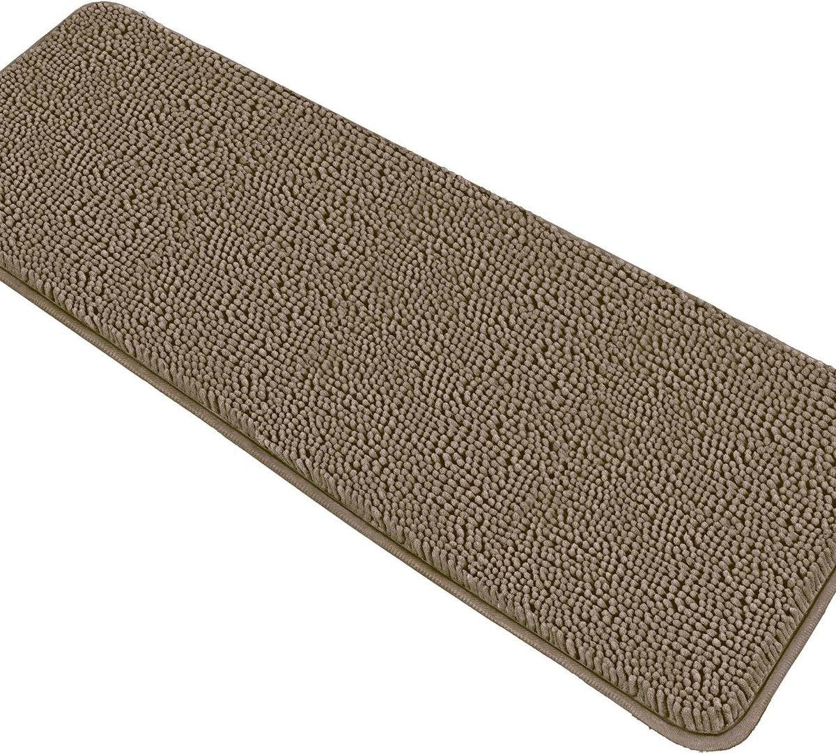 Yeaban Taupe Badkamermatten, 47 x 17 cm, dikke chenille-badmatten, absorberend en wasbaar,