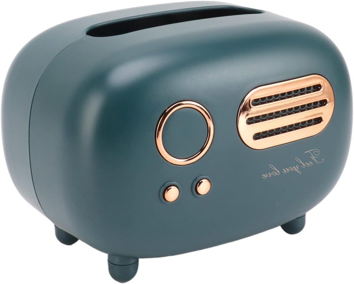 Retro Tissue Box in Vintage Radio Design, Multifunctionele Decoratie voor Woonkamer en Kantoor (Groen)