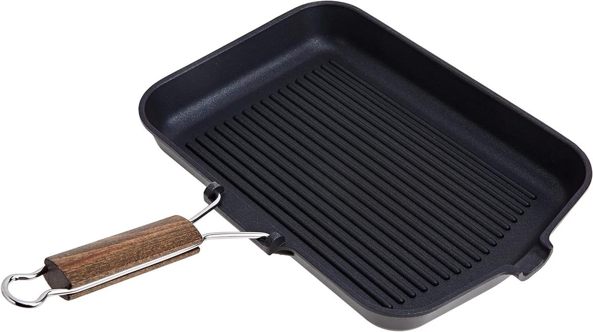 Grillpan Antikras - Koekenpan Rechthoekig - Lekker Grillen - Met Antiaanbaklaag - 24 x 36 cm - Multicolor