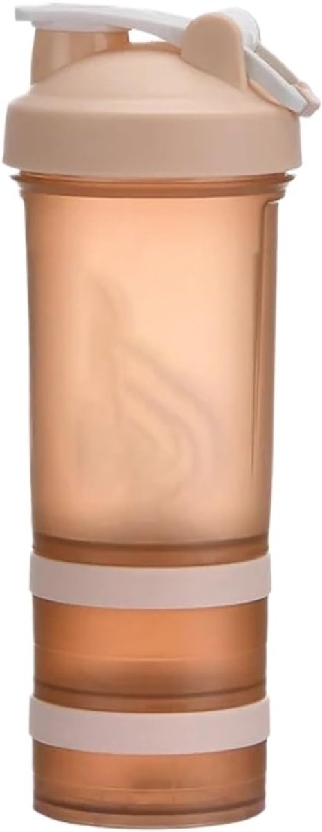 3 Lagen Shaker Eiwit Fles Poeder Shaker Water Plastic Meng Lichaam Gebouw Oefening (Oranje)