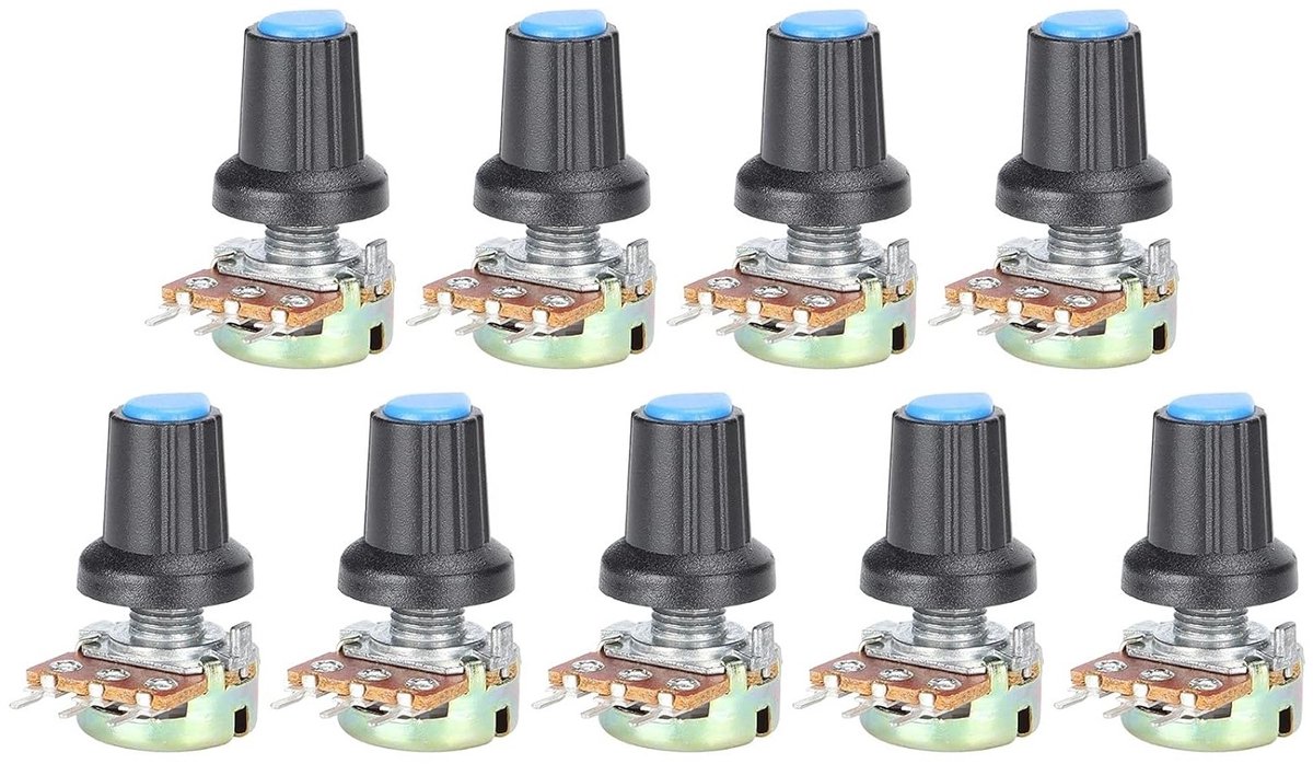 Professionele 9-delige Potentiometer Set met Lineaire en Rotatieve Instellingen van 1k tot 1M voor Elektronische Toepassingen