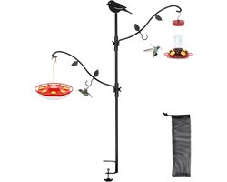 Vogelvoederstation Paal Kit - Voederpaal Set - Vogels Voeren - Twee Verstelbare Takken - 132 Kilogram - Zwart