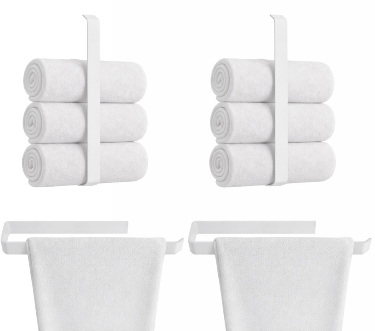 Anwicar Handdoekenrek Zonder Boren Set 2 - Breedte 60 cm - Towel Holder - Wit 60x40x5 cm