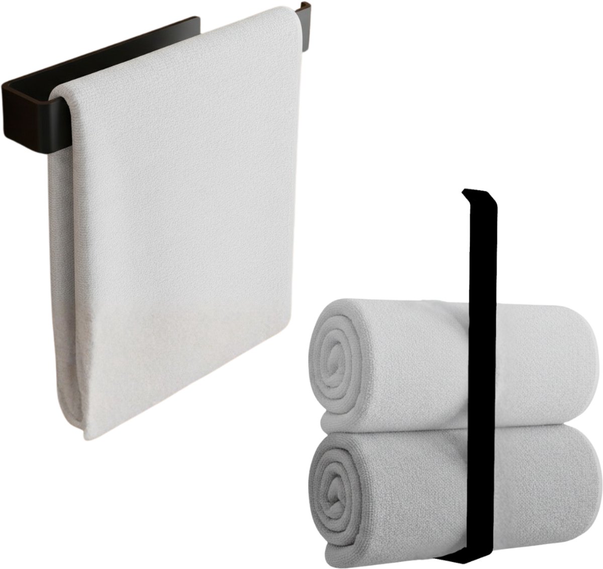 Anwicar Handdoekenrek Zonder Boren - Breedte 30 cm - Towel Holder - Zwart 30x20x5 cm