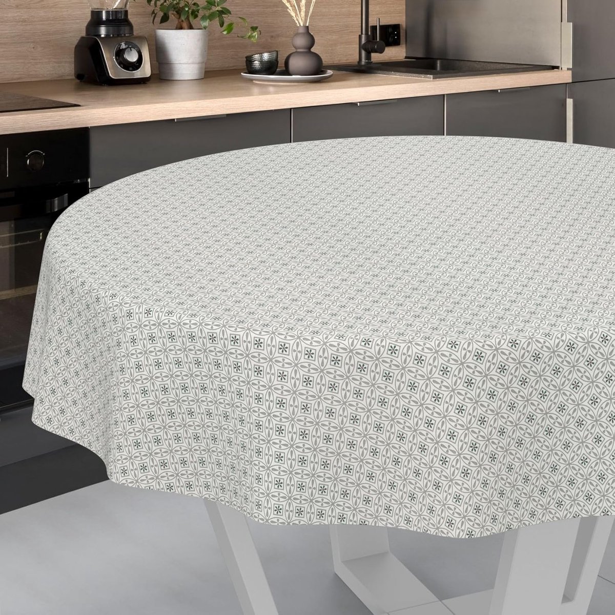 Tafelkleed - Afwasbaar kleed - Tafel beschermen - Snijbaar op maat - 140 cm rond - Grijs