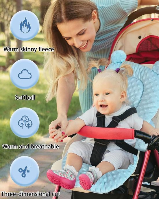 1 zitverkleiner, kinderwagenkussen, verstelbaar kussen voor pasgeborenen, zacht autostoelkussen voor baby's, comfortabel en ademend autostoelkussen (Blauw) — afbeelding 4