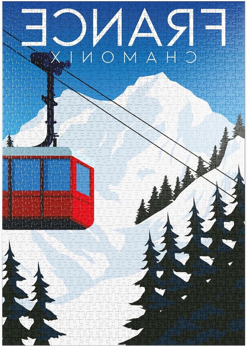 Legpuzzel Frankrijk - Puzzel Chamonix - Ontspannen Vrije Tijd - Hoge Resolutie Print - 1000 Stukjes - Vintage Kleuren