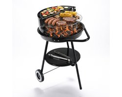 Houtskoolgrill - 40 cm - zwart - staal - met deksel
