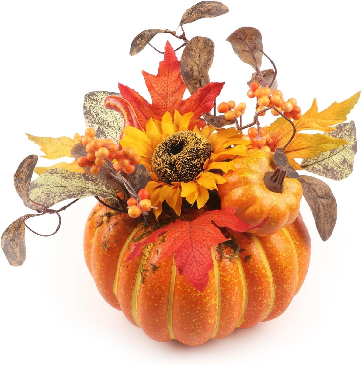 Herfstdecoratie voor tafels, valse pompoen versieringen, kunstmatige pompoenen, sfeervolle centerpieces voor Thanksgiving en Halloween, binnen en buiten