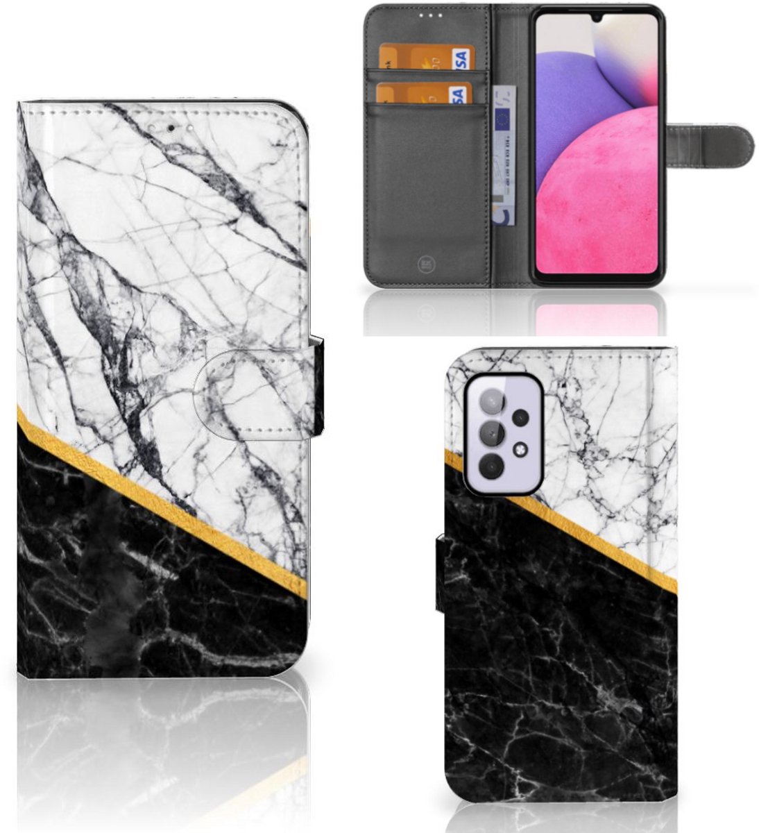 Samsung Galaxy A33 5G Bookcase Marmer Wit Zwart - Origineel Cadeau Man