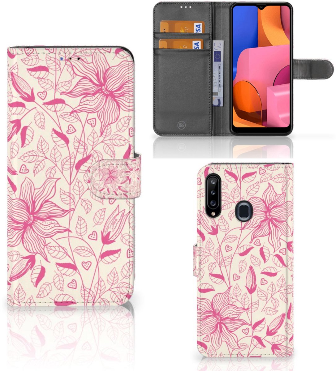 Samsung Galaxy A20s Hoesje Pink Flowers