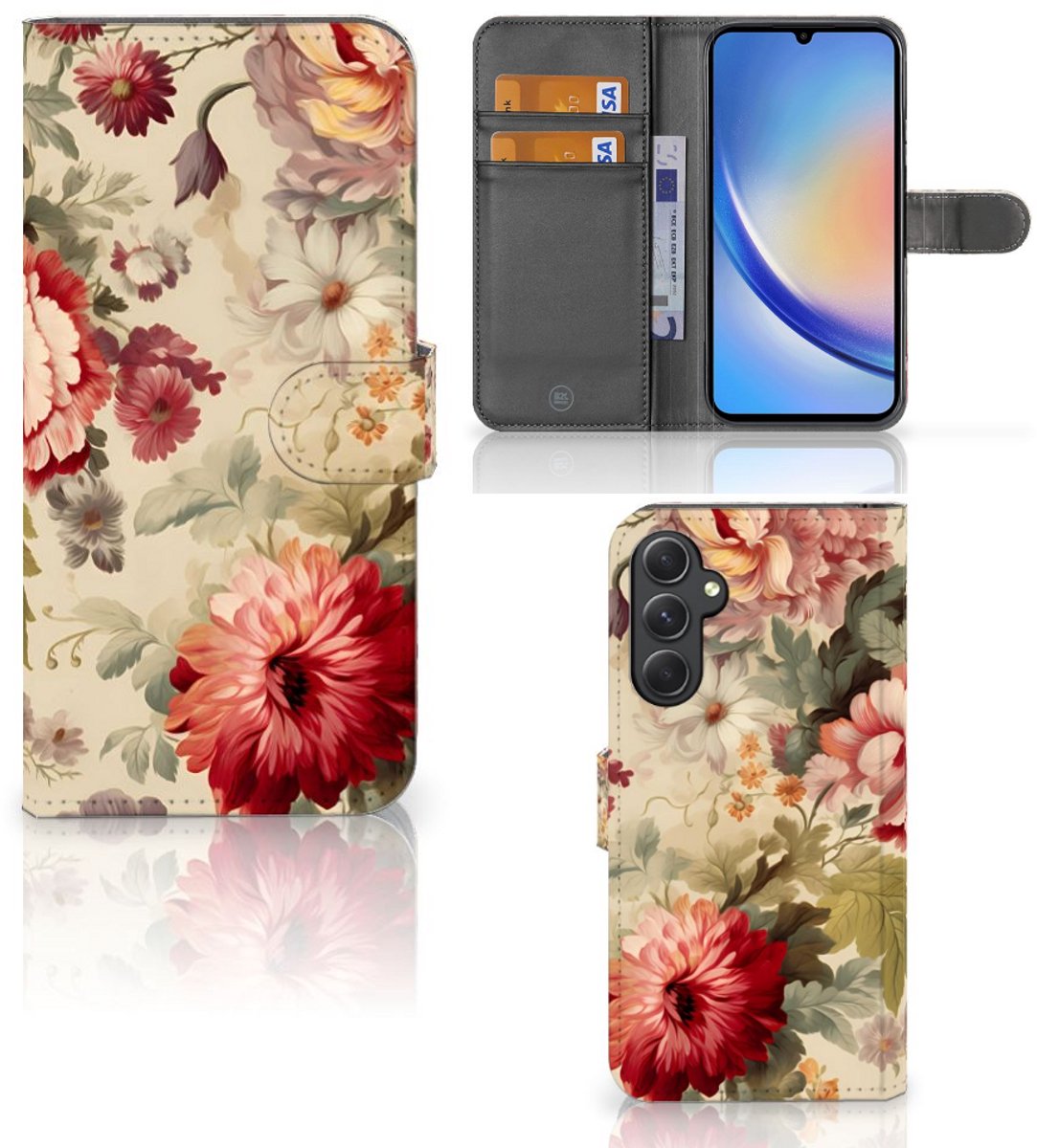 Book Case voor Hoesje voor Samsung Galaxy A24 4G Bloemen