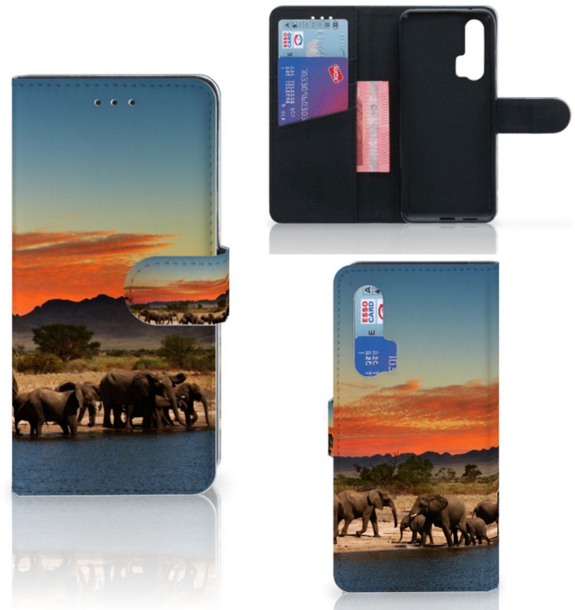 Honor 20 Pro Telefoonhoesje met Pasjes Olifanten