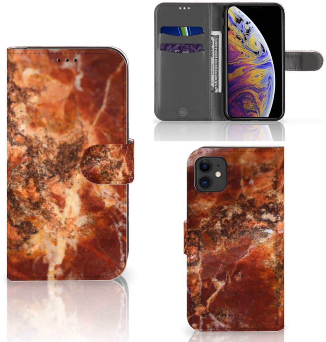 Apple iPhone 11 Bookcase Marmer Bruin