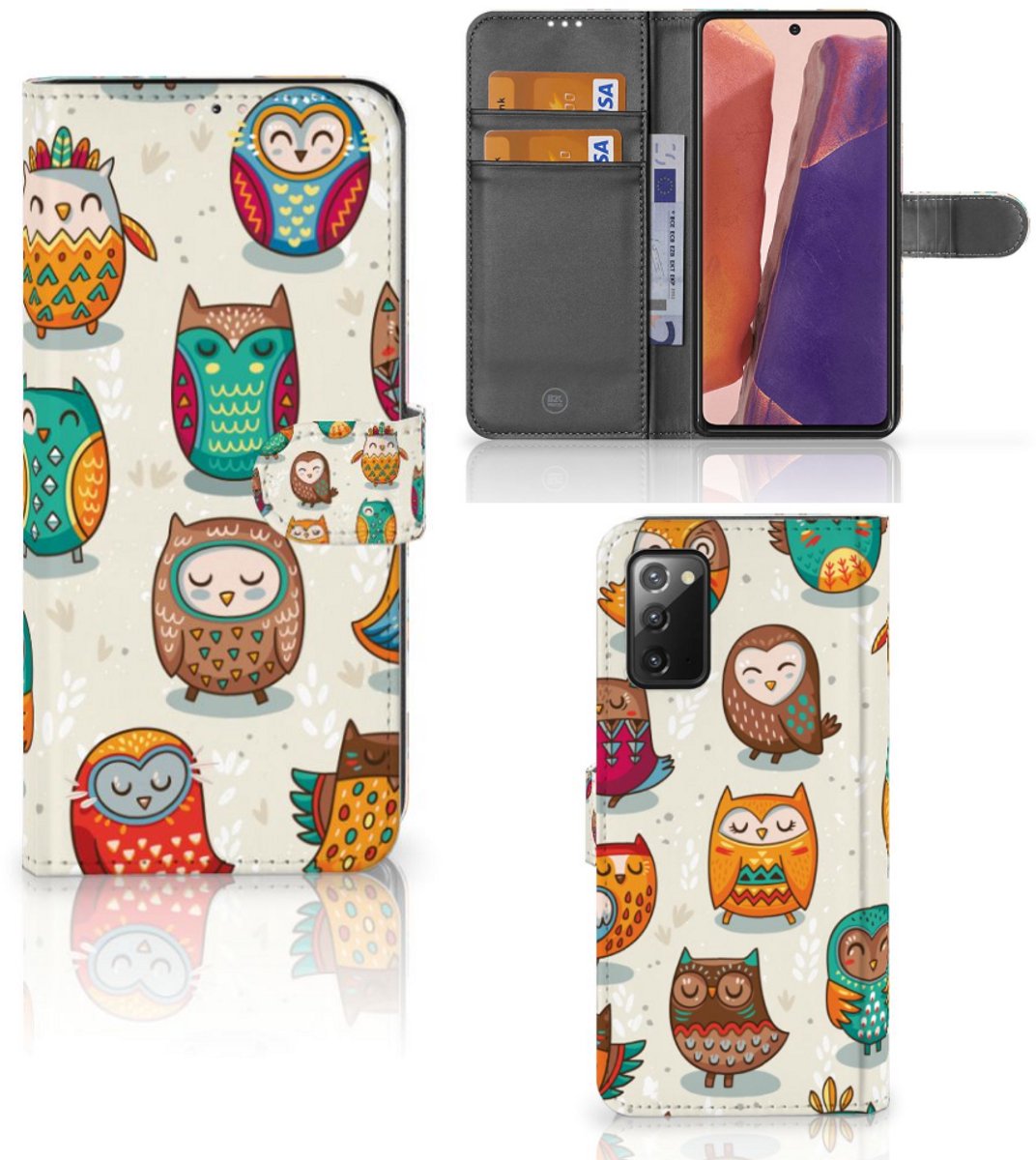 Samsung Galaxy Note 20 Telefoonhoesje met Pasjes Vrolijke Uilen