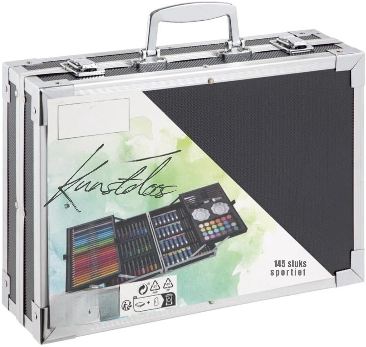 Quvo® Tekenset - Tekendoos - Tekenkoffer - Tekenset Volwassenen - Tekendoos Voor Kinderen - Zwart/Wit - 9cm x 34cm x 24cm