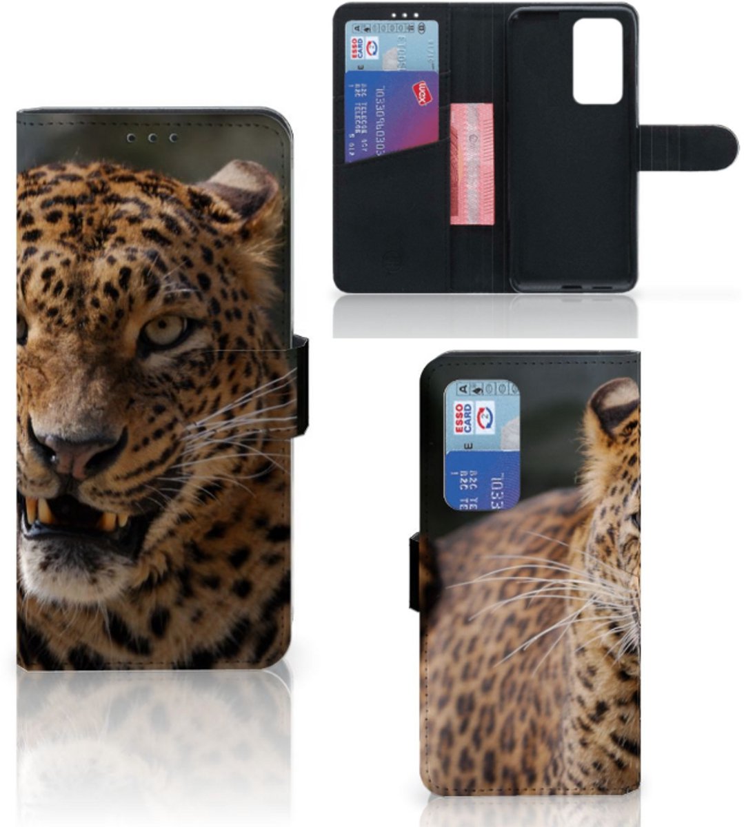 Huawei P40 Pro Telefoonhoesje met Pasjes Luipaard