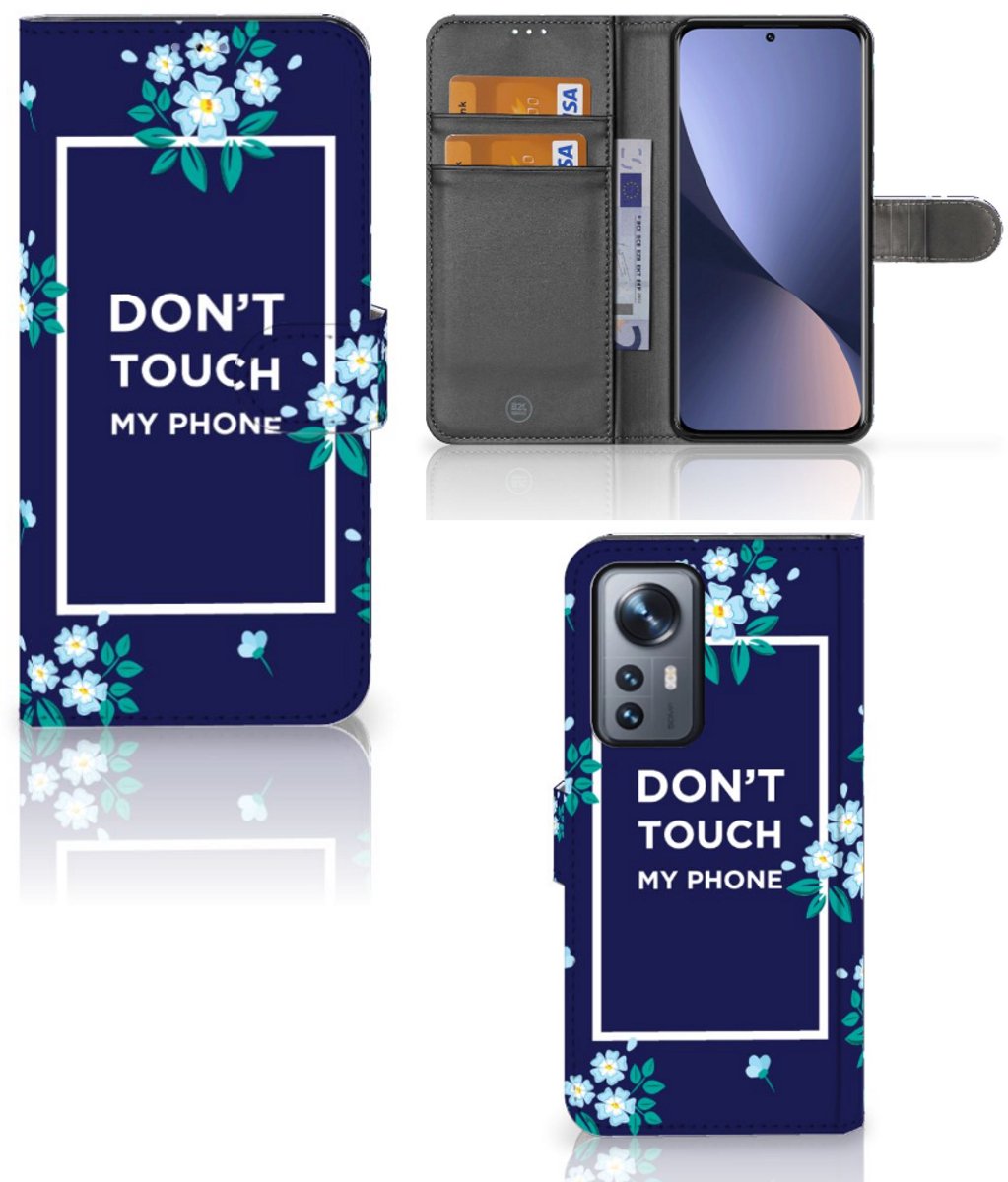 Xiaomi 12 Pro Portemonnee Hoesje Flowers Blue DTMP