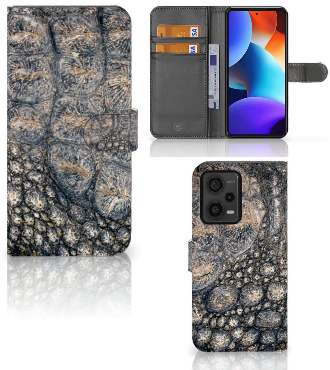 Xiaomi Redmi Note 12 Pro Plus Telefoonhoesje met Pasjes Krokodillenprint