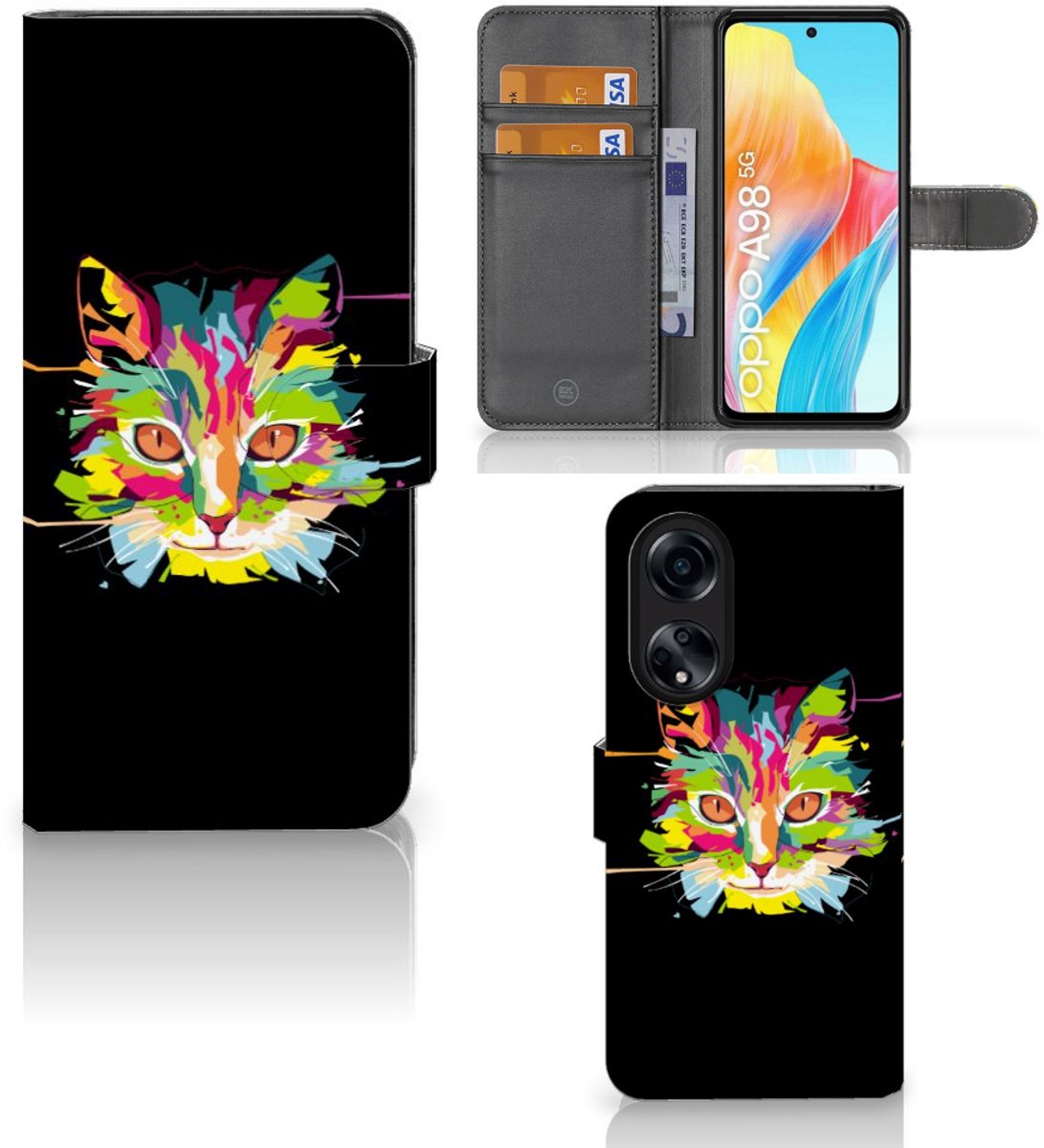 OPPO A98 5G Leuk Hoesje Cat Color