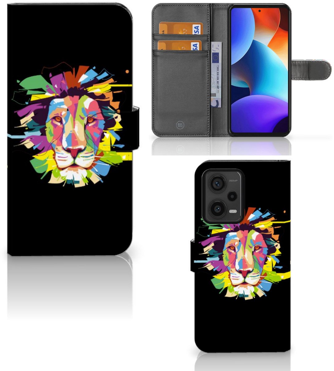 Book Case voor Xiaomi Redmi Note 12 Pro Plus Leuk Hoesje Lion Color