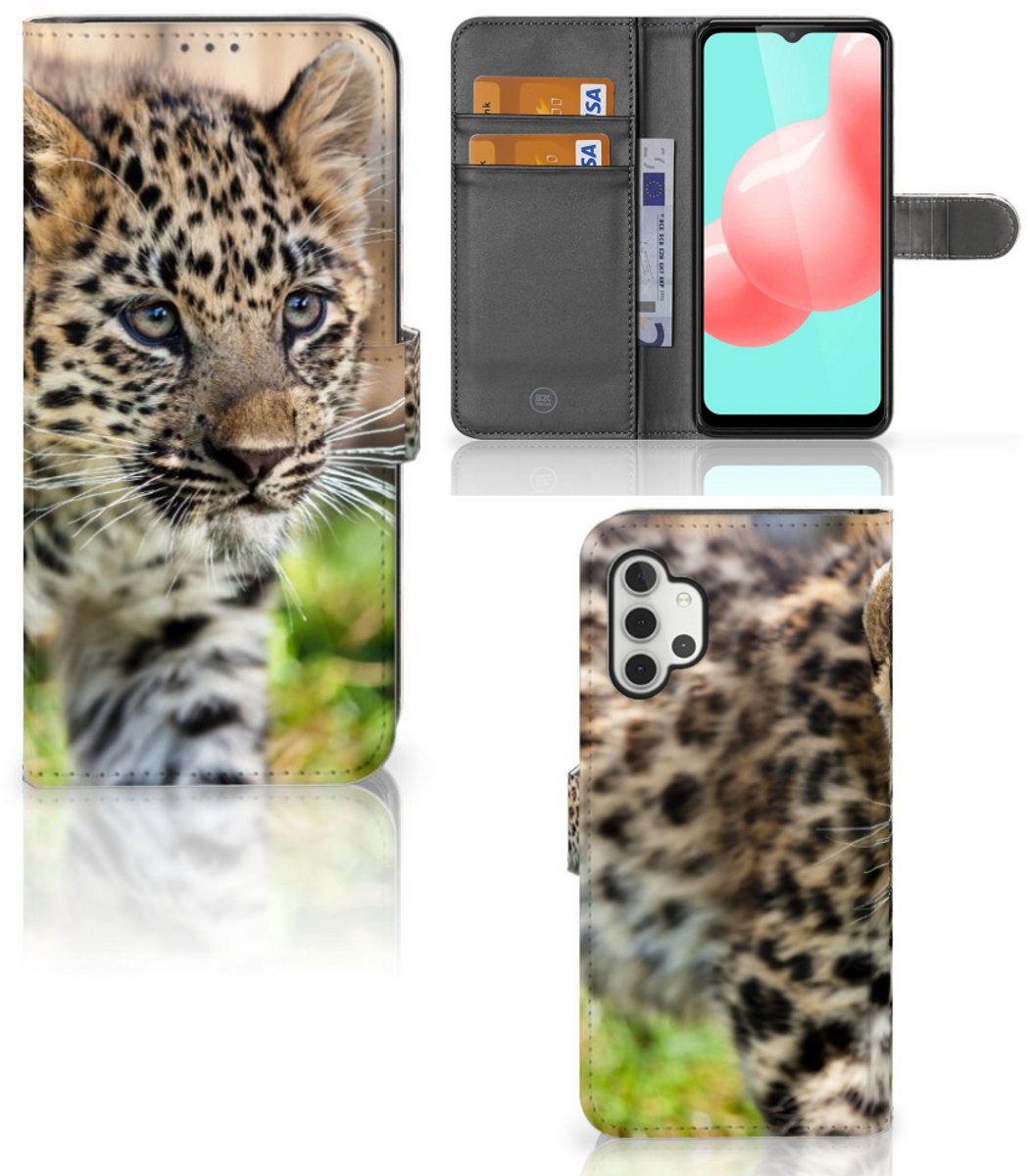 Samsung Galaxy A32 5G Telefoonhoesje met Pasjes Baby Luipaard