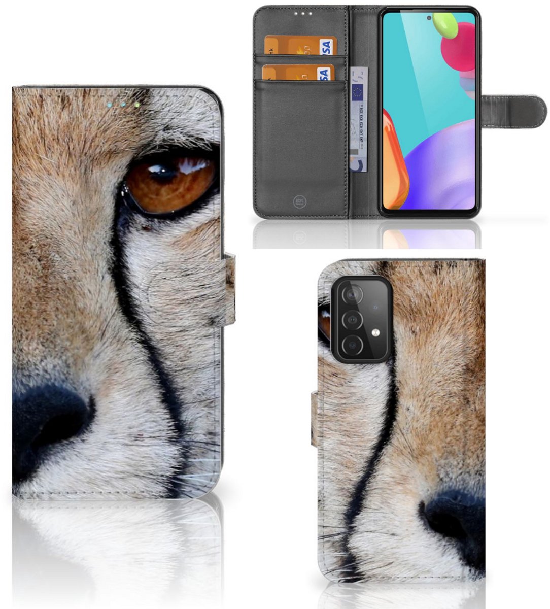 Samsung Galaxy A52 Telefoonhoesje met Pasjes Cheetah