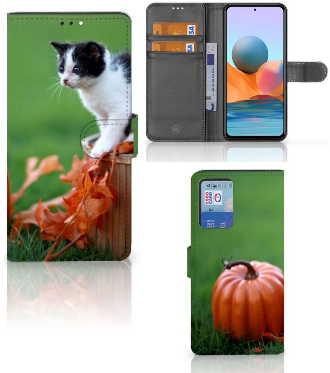 Xiaomi Redmi Note 10 Pro Telefoonhoesje met Pasjes Kitten