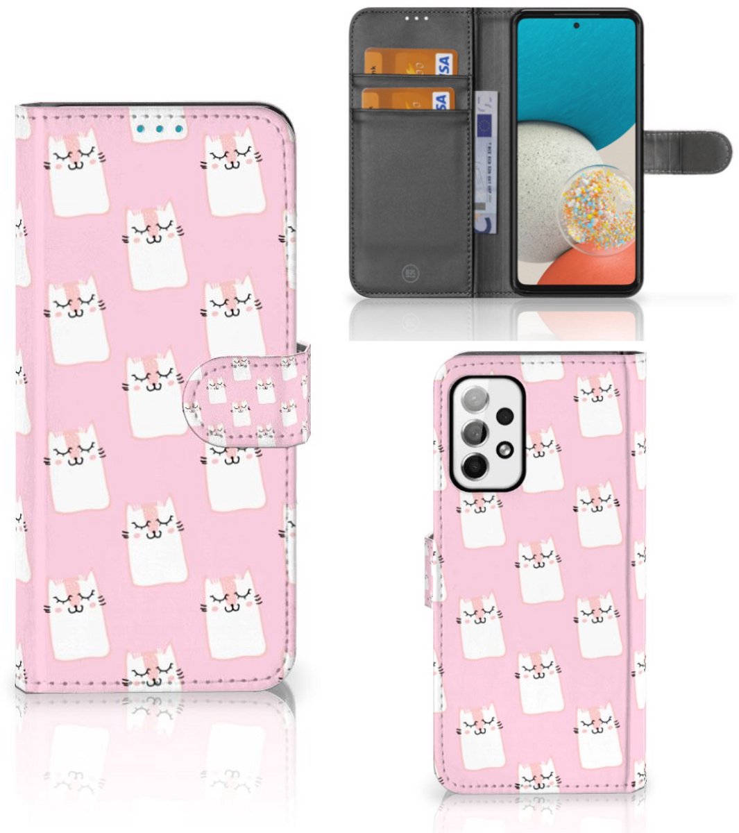 Samsung Galaxy A73 5G Telefoonhoesje met Pasjes Sleeping Cats