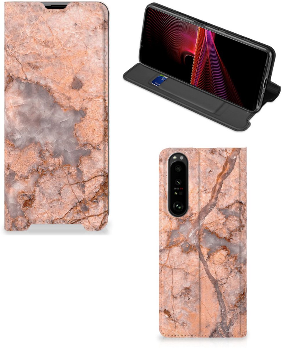 Sony Xperia 1 III Standcase Marmer Oranje