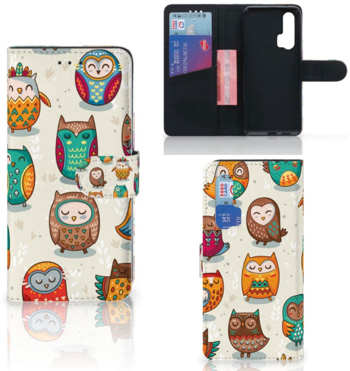 Honor 20 Pro Telefoonhoesje met Pasjes Vrolijke Uilen