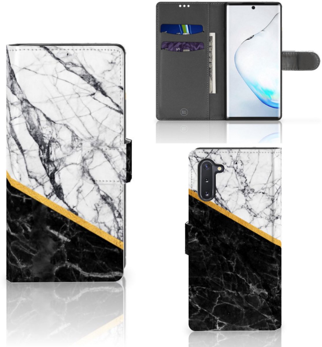 Samsung Galaxy Note 10 Bookcase Marmer Wit Zwart - Origineel Cadeau Man