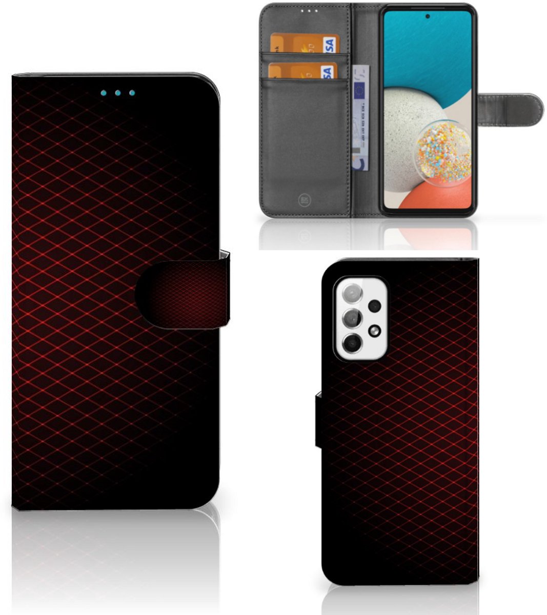 Samsung Galaxy A73 5G Telefoon Hoesje Geruit Rood