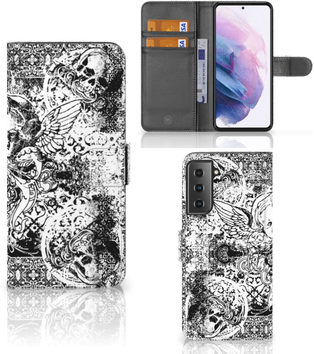 Telefoonhoesje met Naam Samsung Galaxy S21 Plus Skulls Angel
