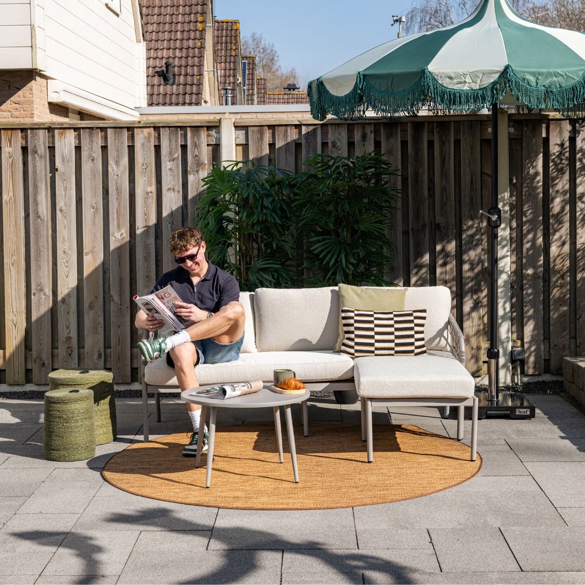 Novi Bente loungeset 3-delig chaise longue - zand thumbnail 6