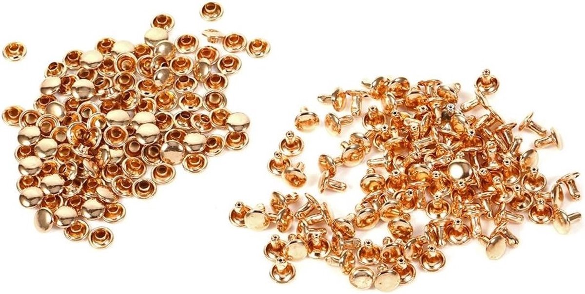 100 Stuks 8 x 8mm Dubbele Cap Klinknagels, Ronde Hoofd Decoratieve Klinknagels voor Leer, Tubulaire Metalen Studs voor Reparaties en Creatieve Projecten