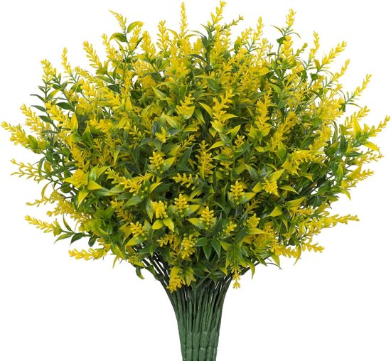Kunstlavendel Bundels - Nep Bloemen Planten - Buiten Decoratie - UV-bestendig Plastic - 12 Bundels - Geel