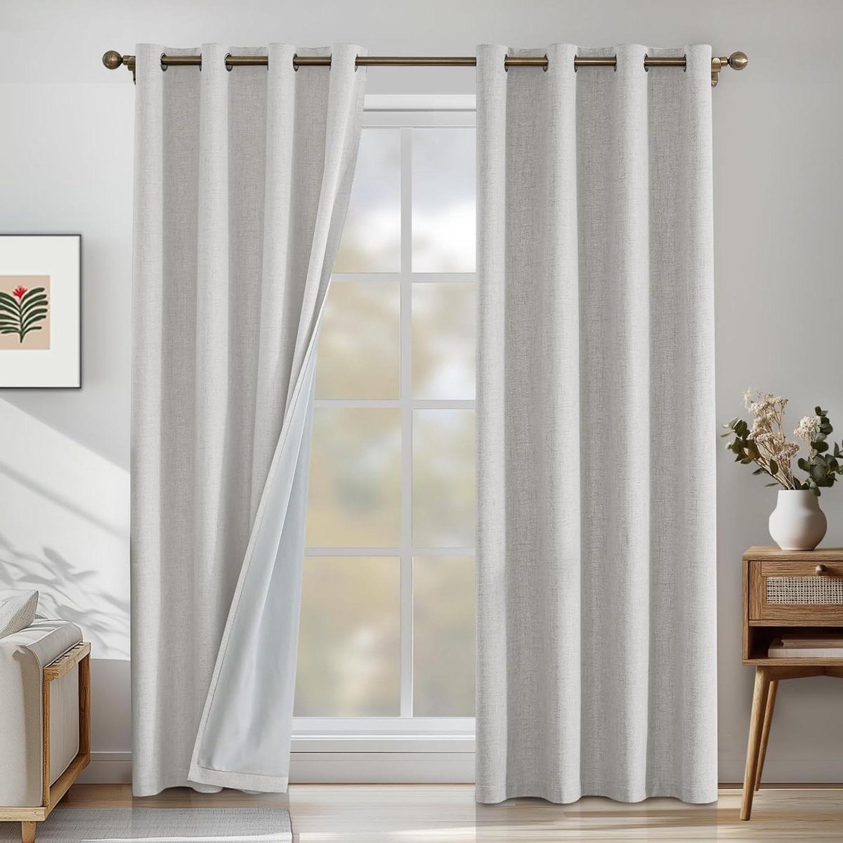 Verduisterende Gordijnen - Linnen Gordijnen Thermische Gordijnen - Slaapkamer Verduisteren - 100% Lichtblokkering - 140x280cm 2 Stuks - Lich