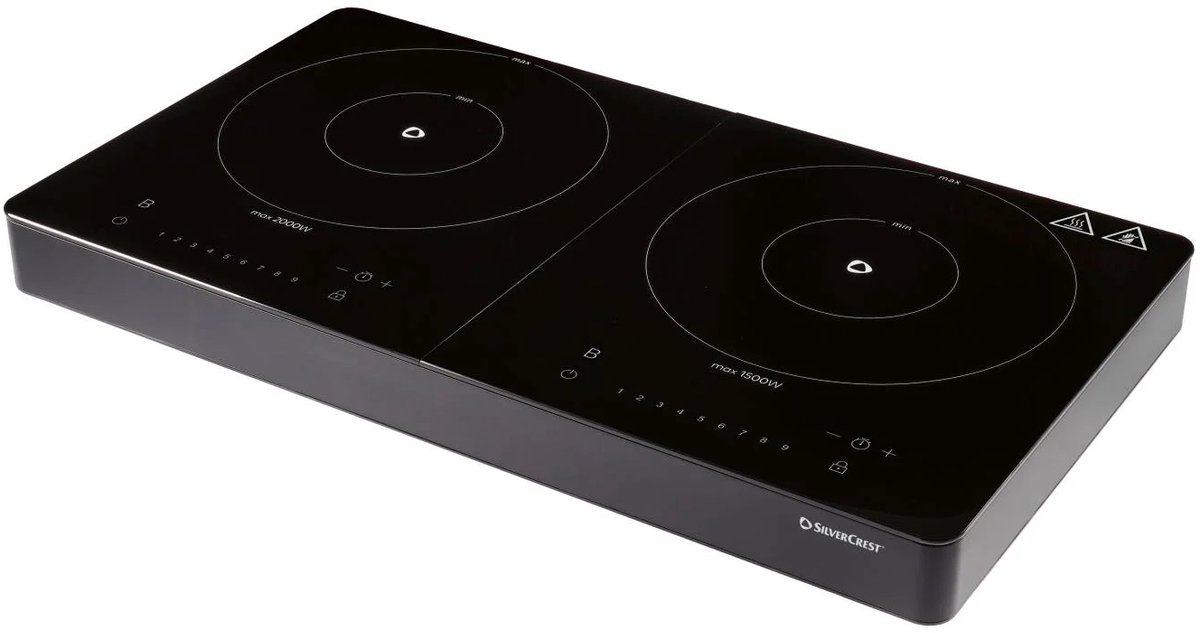 SILVERCREST® Dubbele inductiekookplaat - 2 Kookzones - 3500W - Instelbare Timer - Electrische kookplaat - Kookplaat