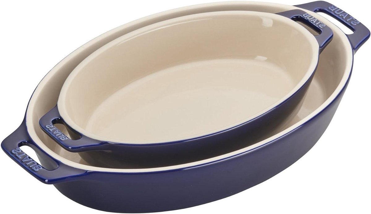 Ovale Ovenschaal - Keramische Schaal - Oven tot Tafel - Krasbestendig Oppervlak - 975.2236 Gram - Donkerblauw