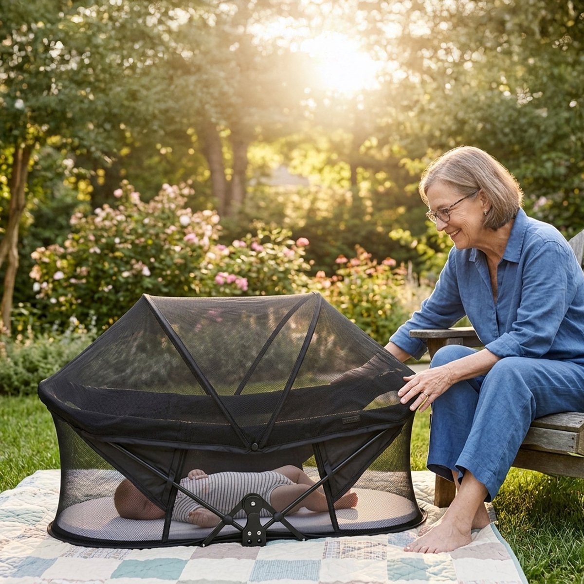 Deryan Infant Deluxe BabyBox Campingbedje - Matras en klamboe - Zwart – foto 5