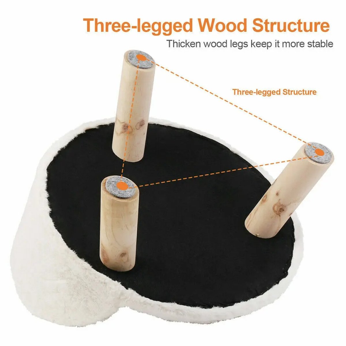 Deliqa katten stoel - luxe zachte katten bed - rond - 40 cm - waterproof - met kussen - wasbaar - van kleine tot middelgrote huisdieren - massief houten poten - 41.5 x 32.8 cm thumbnail 7