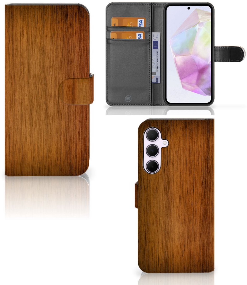 Samsung Galaxy A35 Book Style Case Donker Hout