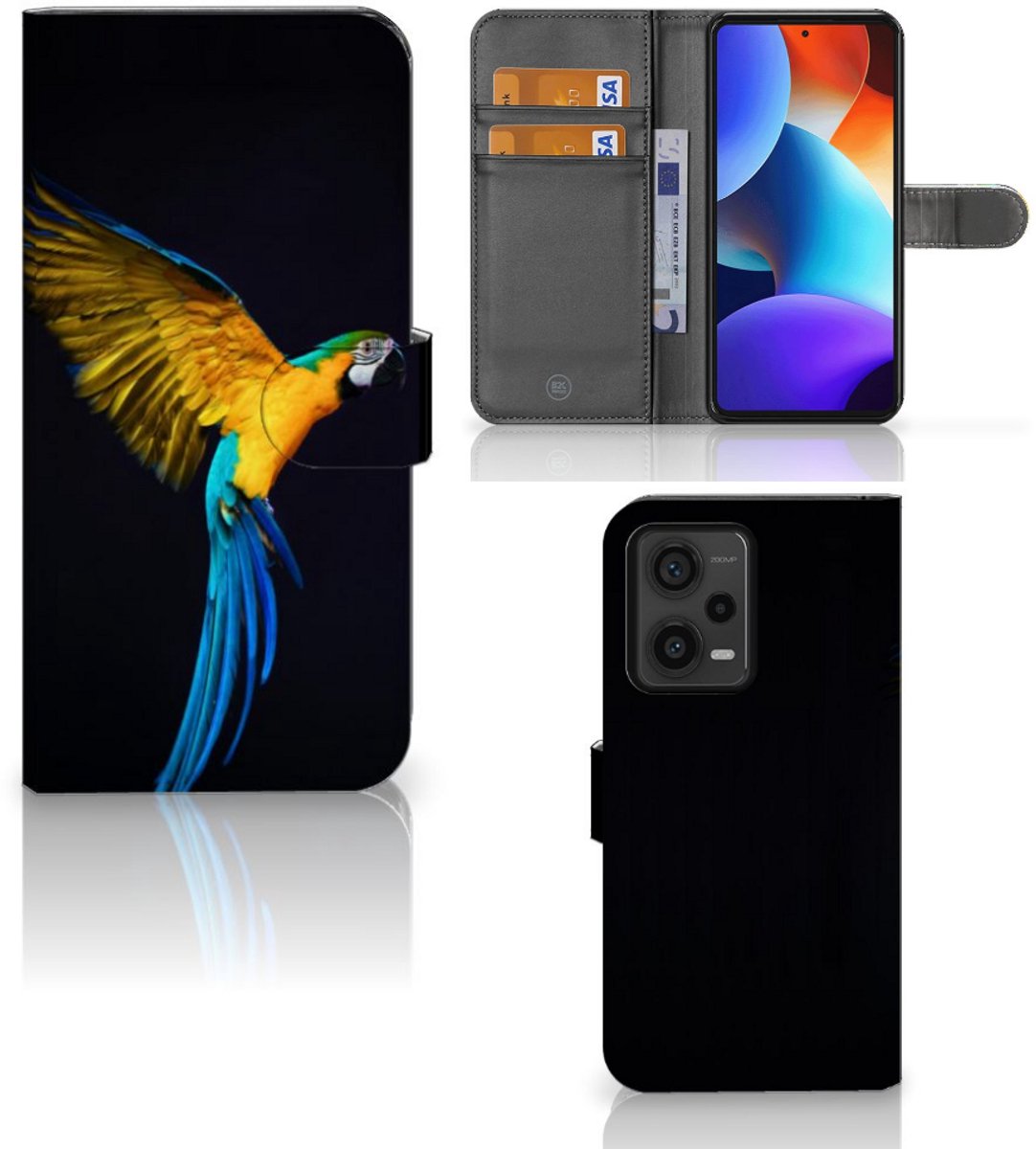 Xiaomi Redmi Note 12 Pro Plus Telefoonhoesje met Pasjes Papegaai