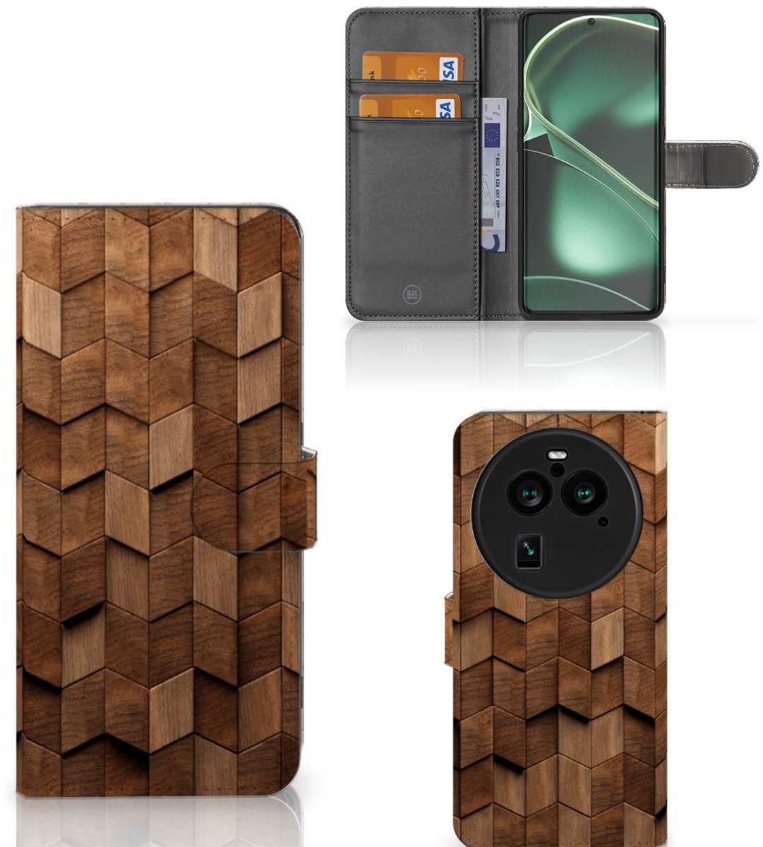Book Style Case voor OPPO Find X6 Pro Wooden Cubes