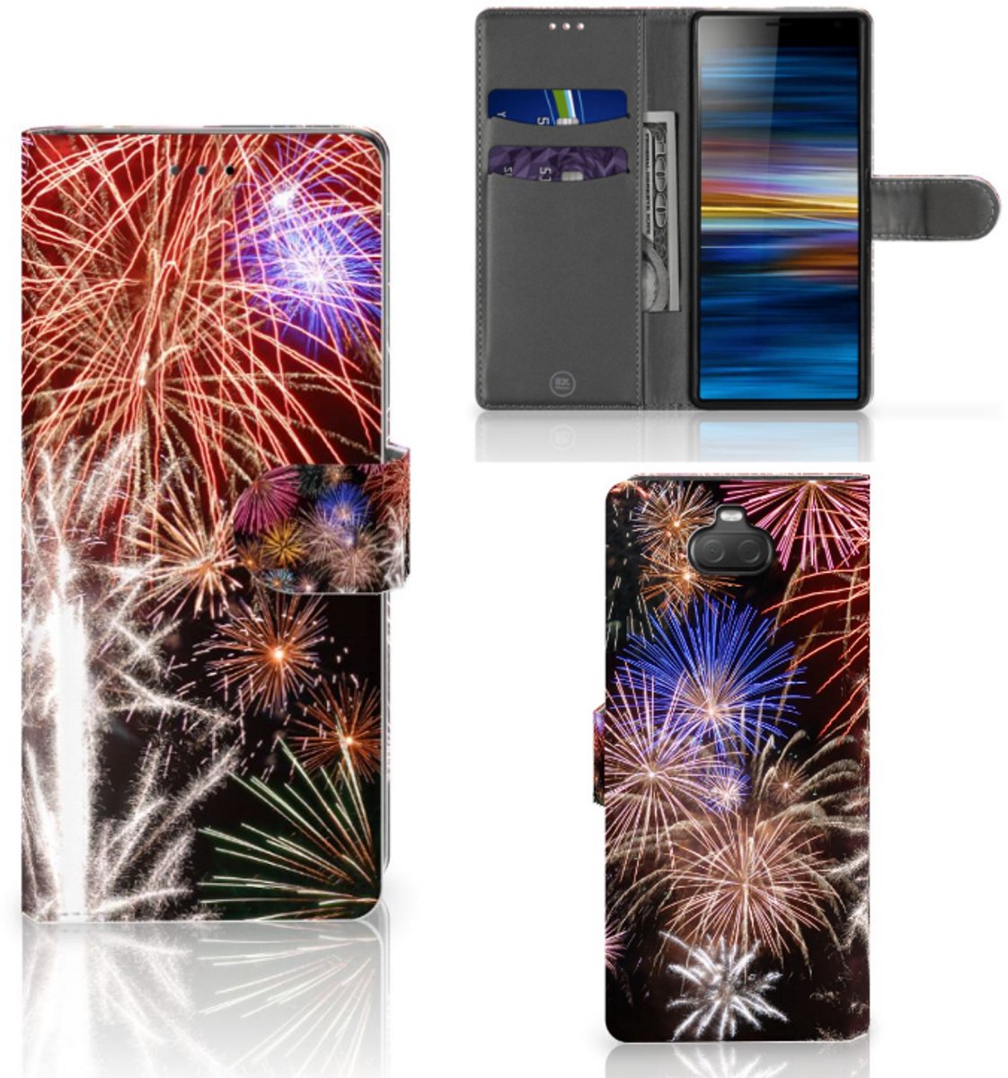 Book Case voor Sony Xperia 10 Wallet Case met Pasjes Vuurwerk