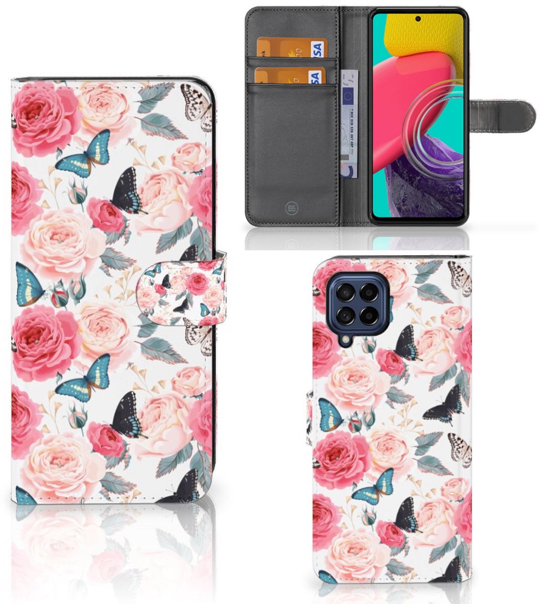 Samsung Galaxy M53 Hoesje Butterfly Roses
